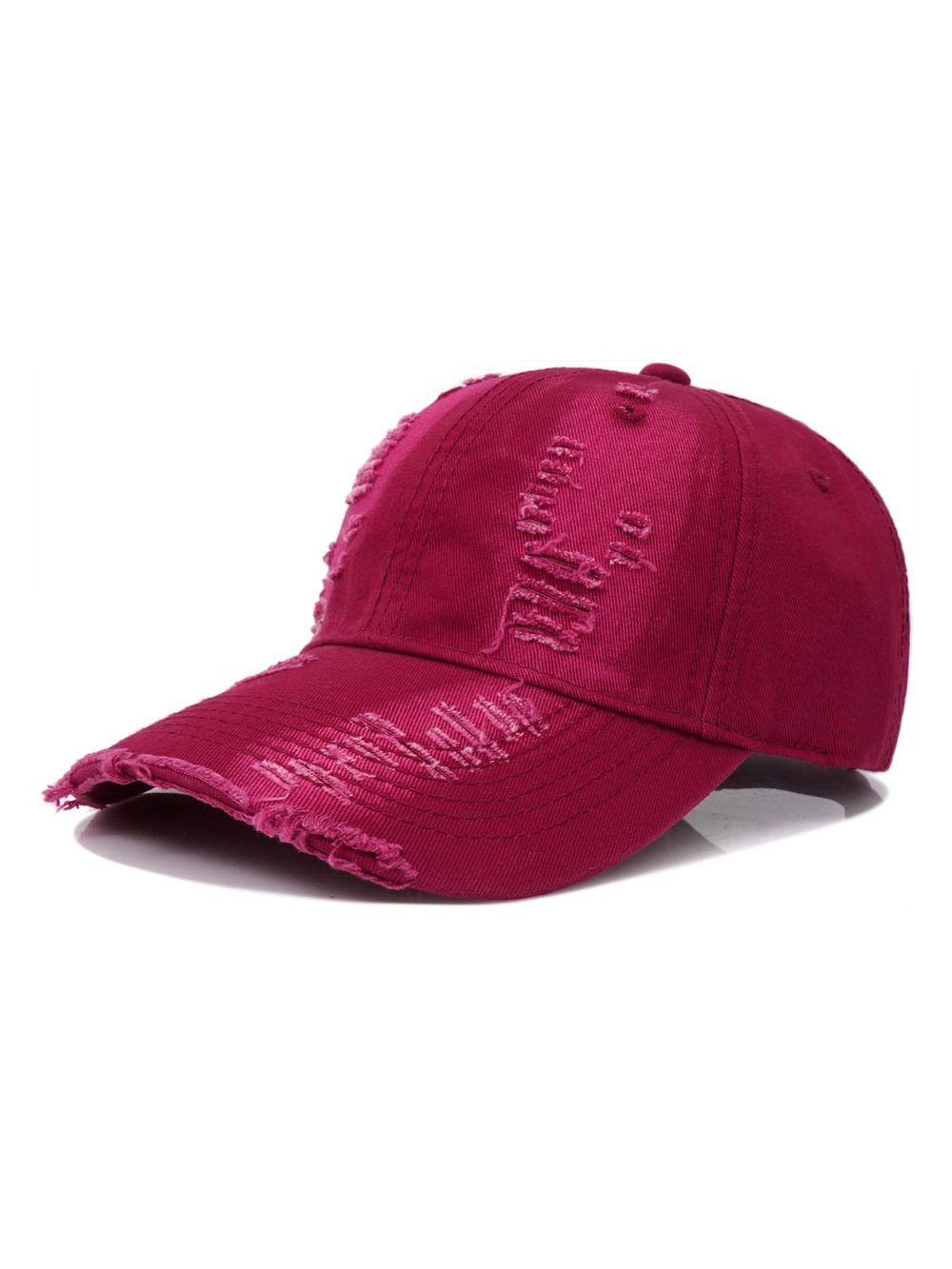 Vintage Distressed Baseball Cap for Women Men Ripped Washed | Wine Red | Size OS